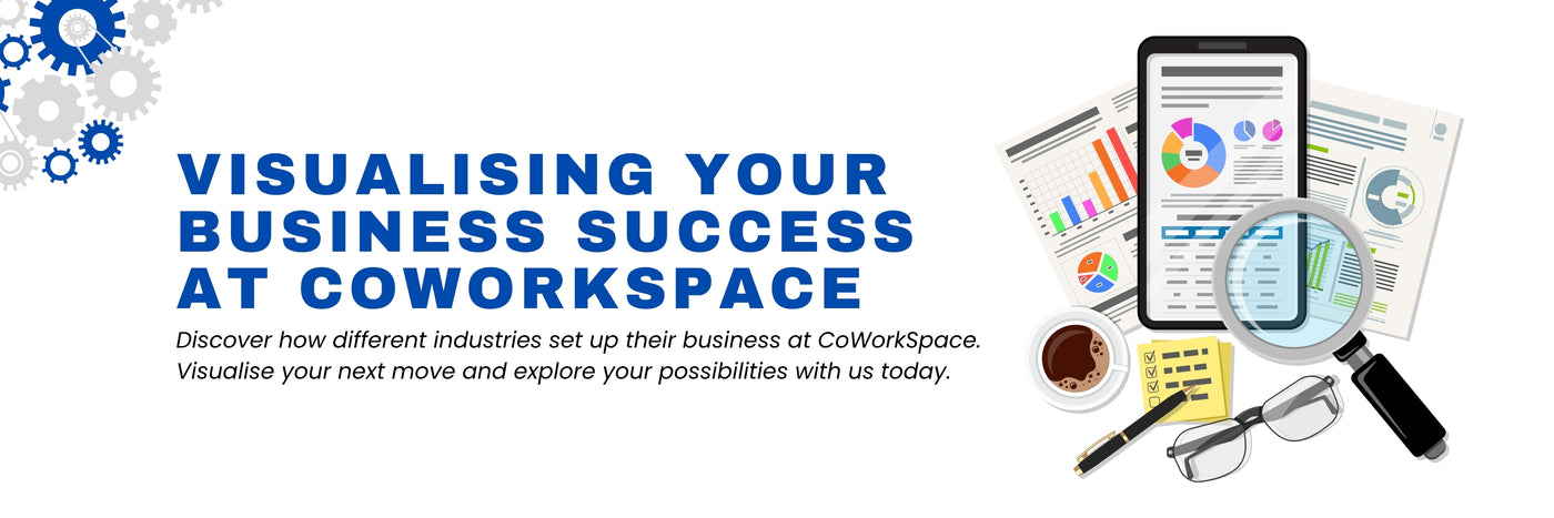 Hero image for serviced office with text on a white background