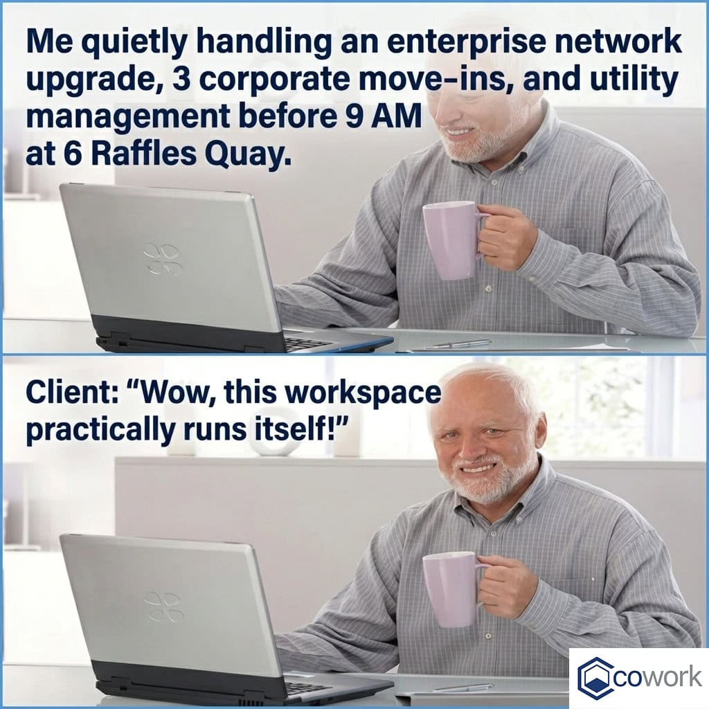What I Do As A Manager In Our Office Space at 6 Raffles Quay: How I Keep Operations Smooth, Clients Confident, And Teams Productive In 2026 7 Managing enterprise network upgrades at CoWorkSpace, Raffles Quay.